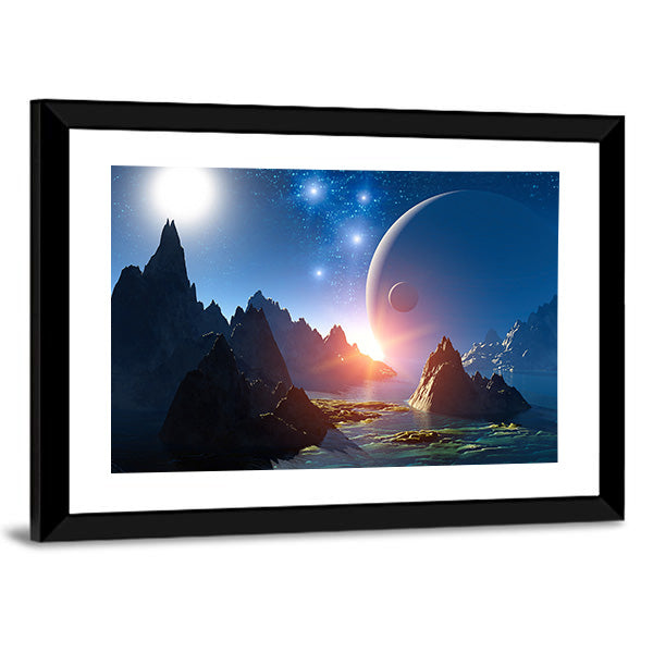 3D Fantasy Landscape Canvas Wall Art-3 Horizontal-Gallery Wrap-25" x 16"-Tiaracle