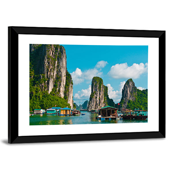Floating Fishing Village Canvas Wall Art