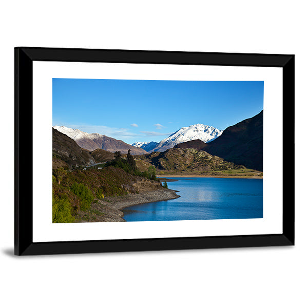 Mountain Above Lake Canvas Wall Art-1 Piece-Framed Print-30" x 20"-Tiaracle