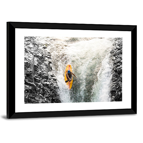 Kayaker Surging Through Tumbling Water Canvas Wall Art