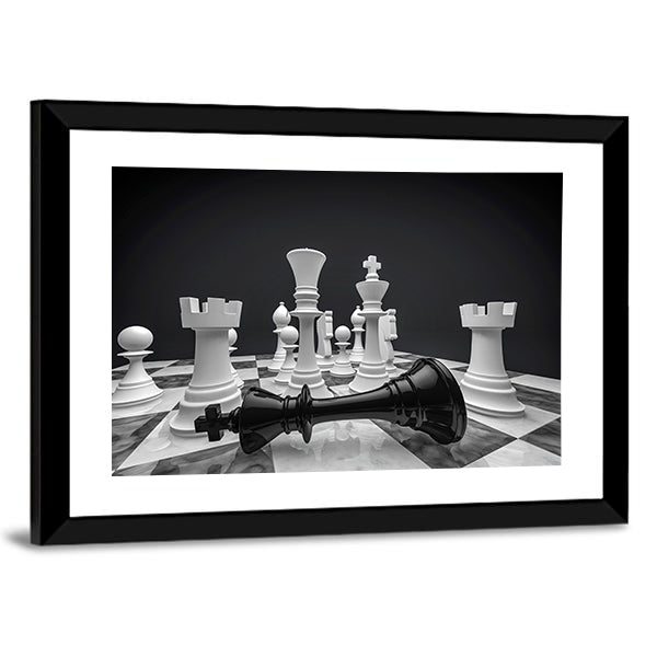Chess White Wins Canvas Wall Art-1 Piece-Framed Print-30&quot; x 20&quot;-Tiaracle
