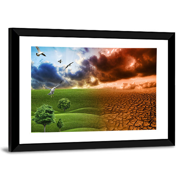 Nature Contrast in Global Warming Canvas Wall Art