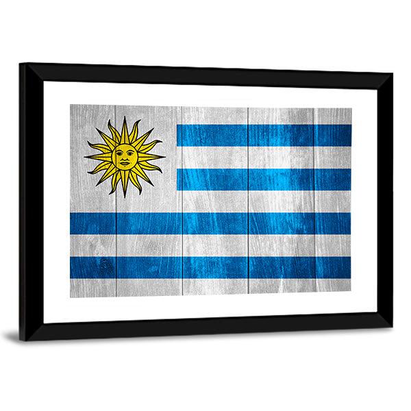 Flag Of Uruguay Canvas Wall Art-1 Piece-Framed Print-42" x 14"-Tiaracle