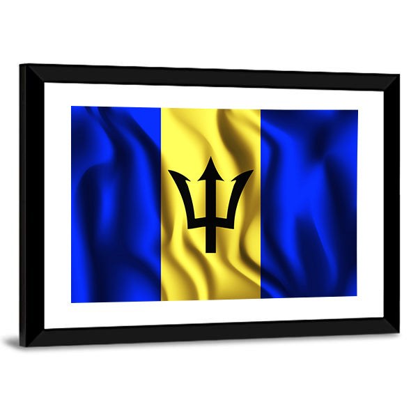 Flag Of Barbados Canvas Wall Art-1 Piece-Framed Print-30" x 20"-Tiaracle