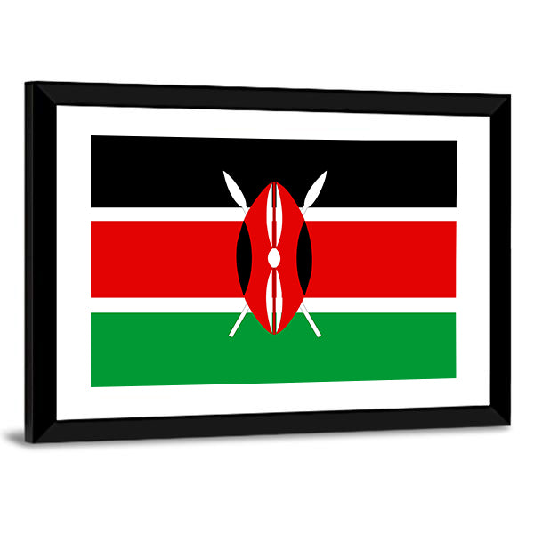 Flag Of Kenya Illustration Canvas Wall Art-1 Piece-Framed Print-20" x 16"-Tiaracle