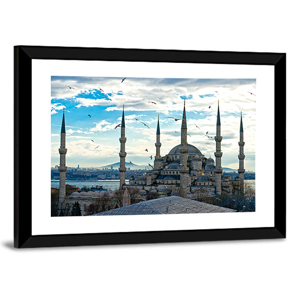 Blue Mosque Istanbul Canvas Wall Art-1 Piece-Framed Print-30" x 20"-Tiaracle