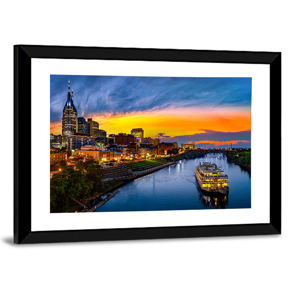 Nashville Skyline with Paddlewheel Boat Canvas Wall Art