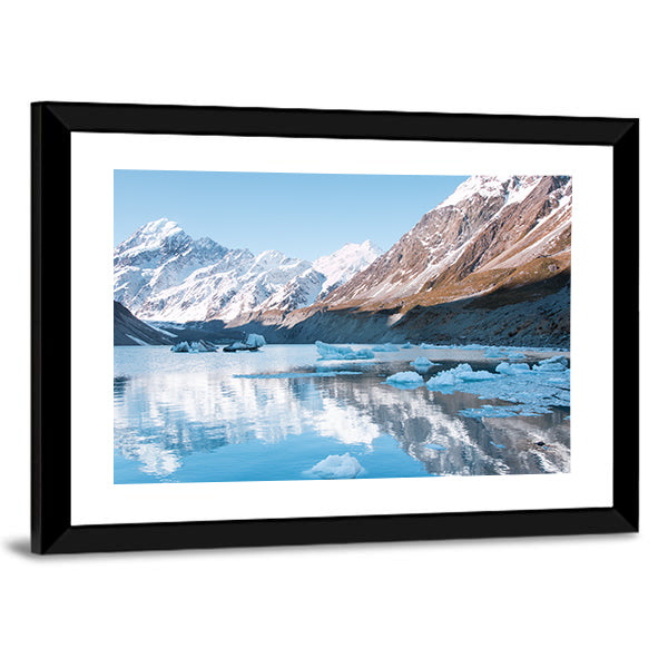 Glacial Lake with Snow-capped Mountains Canvas Wall Art