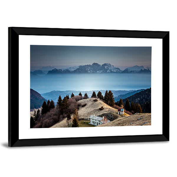 Mount Schiara Dolomite Peaks Canvas Wall Art-1 Piece-Framed Print-20" x 16"-Tiaracle