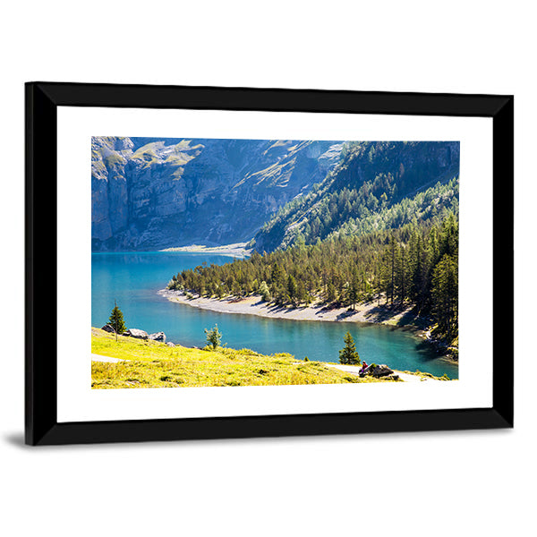 Oeschinen Lake Canvas Wall Art-1 Piece-Framed Print-42" x 14"-Tiaracle