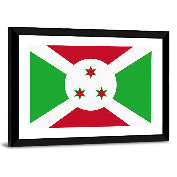Flag Of Burundi Canvas Wall Art-1 Piece-Framed Print-42" x 14"-Tiaracle