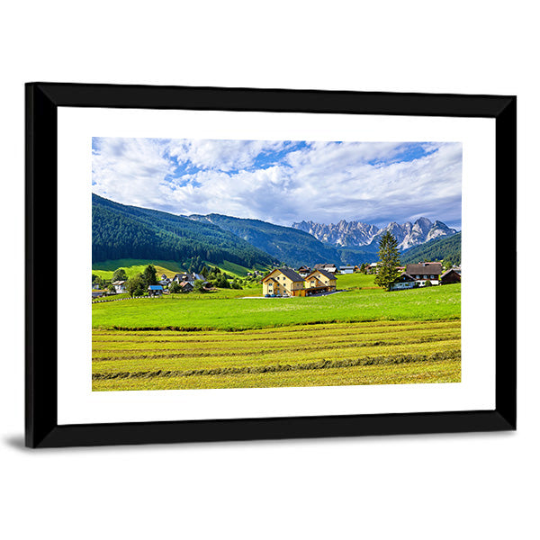 Austrian Village &amp; Meadows Canvas Wall Art-3 Horizontal-Gallery Wrap-25" x 16"-Tiaracle