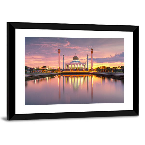 Songkhla Mosque Sunset Reflection Canvas Wall Art