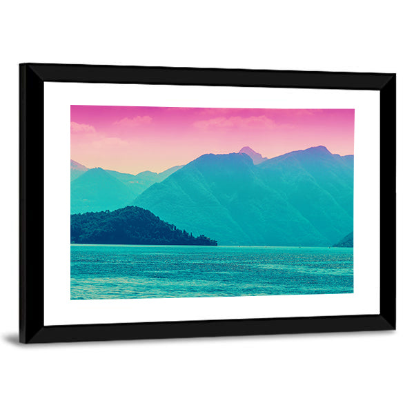 Alpine Mountains And Como Lake Canvas Wall Art-1 Piece-Framed Print-20" x 16"-Tiaracle