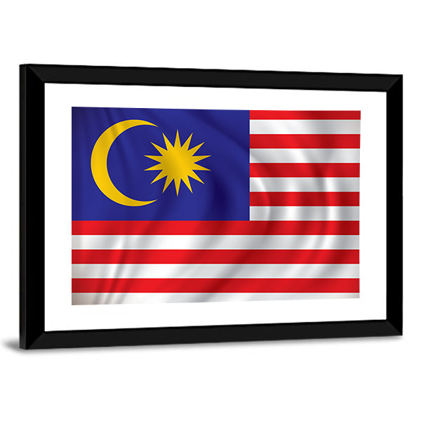Flag Of The Malaysia Canvas Wall Art-1 Piece-Framed Print-30" x 20"-Tiaracle