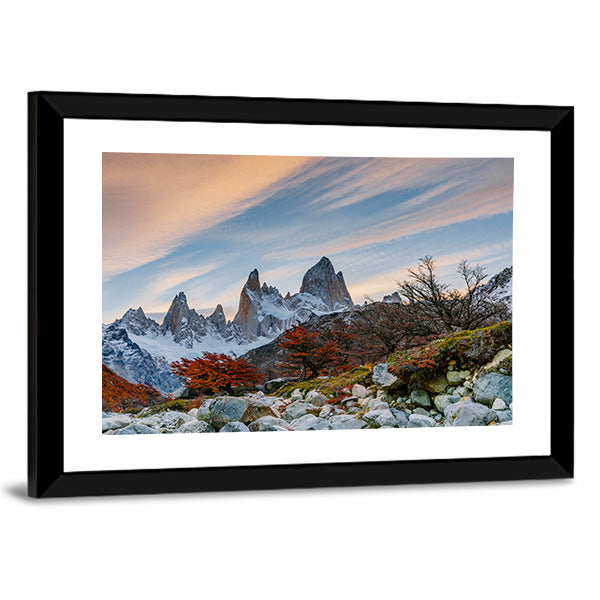 Mount Fitzroy During Sunset Canvas Wall Art-1 Piece-Framed Print-20" x 16"-Tiaracle