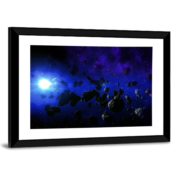Cold Star With The Flying Asteroids Canvas Wall Art-3 Horizontal-Gallery Wrap-25" x 16"-Tiaracle