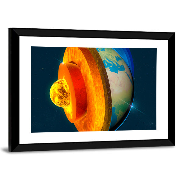 Earth's Core Cross-section Illustration Canvas Wall Art