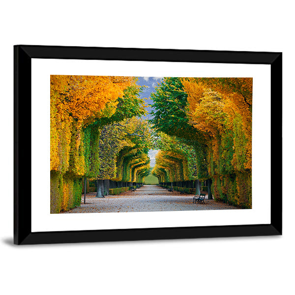 Long Road In Autumn Park Canvas Wall Art-1 Piece-Framed Print-30" x 20"-Tiaracle