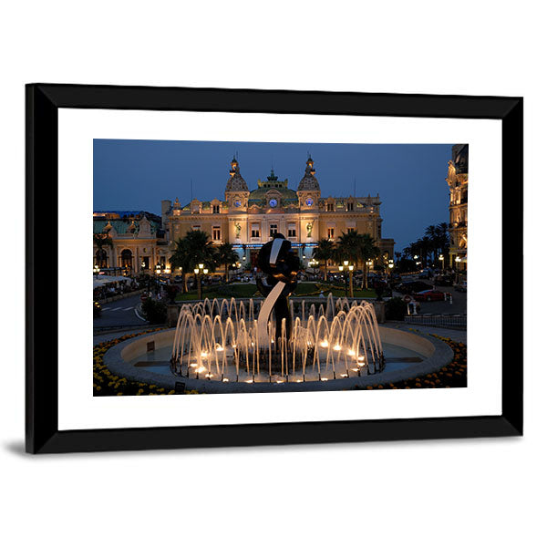 Monte Carlo Casino In Monaco Canvas Wall Art-1 Piece-Framed Print-20" x 16"-Tiaracle