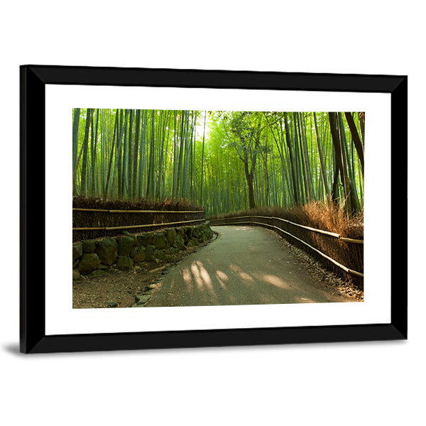 Arashiyama Bamboo Grove In Kyoto Japan Canvas Wall Art-1 Piece-Framed Print-20" x 16"-Tiaracle