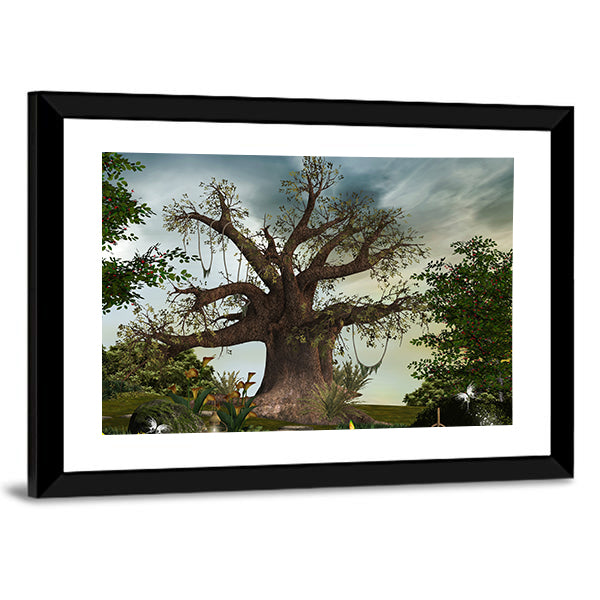 Enchanted Giant Tree with Winding Path Canvas Wall Art