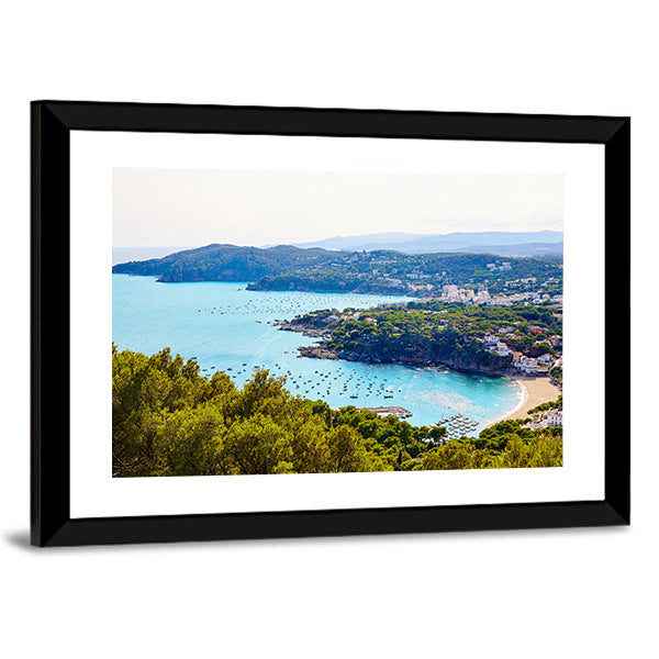 Costa Brava Calella Aerial View Canvas Wall Art-1 Piece-Framed Print-30" x 20"-Tiaracle