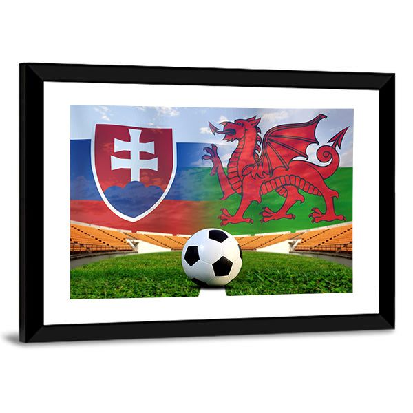 Football Slovakia And Welsh Canvas Wall Art-1 Piece-Framed Print-42&quot; x 14&quot;-Tiaracle