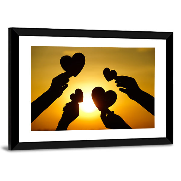 Hands Holding Hearts Canvas Wall Art-1 Piece-Framed Print-30" x 20"-Tiaracle