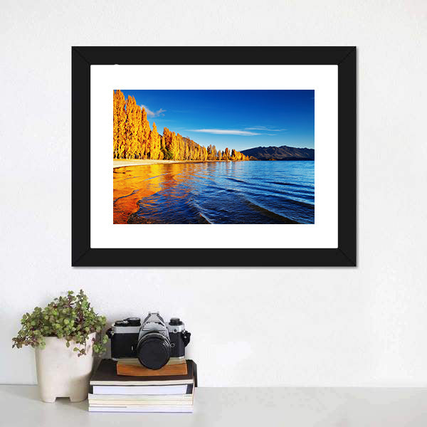 Lake Wanaka Golden Autumn Reflection Canvas Wall Art