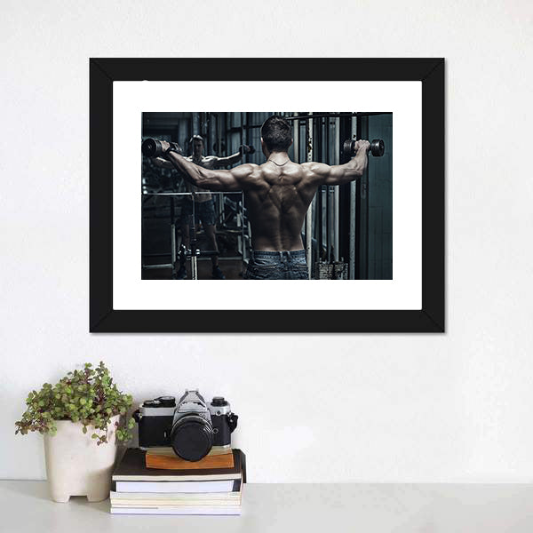 Athlete In Old Rusty Gym Canvas Wall Art-3 Horizontal-Gallery Wrap-25" x 16"-Tiaracle