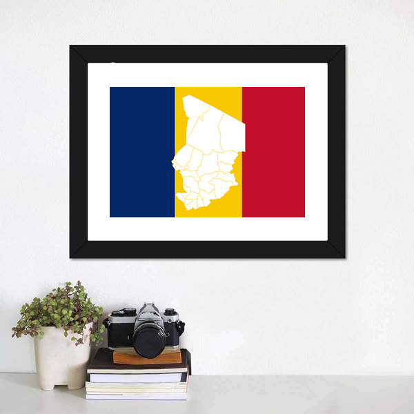 Map In Chad Flag Canvas Wall Art-5 Horizontal-Gallery Wrap-22" x 12"-Tiaracle