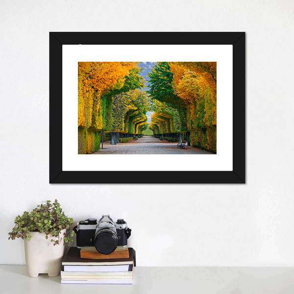 Long Road In Autumn Park Canvas Wall Art-5 Horizontal-Gallery Wrap-22" x 12"-Tiaracle