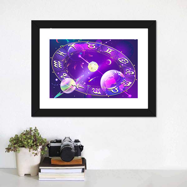 Horoscope Circle Canvas Wall Art-5 Horizontal-Gallery Wrap-22" x 12"-Tiaracle