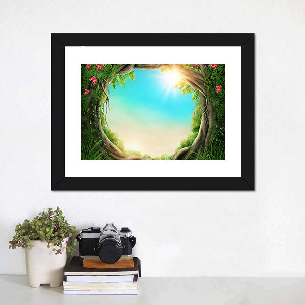 Enchanted Spring Forest with Sunbeams Canvas Wall Art