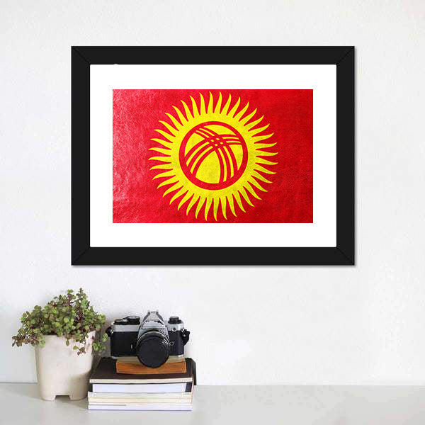 Kyrgyzstan Flag with Tunduk Sun Canvas Wall Art