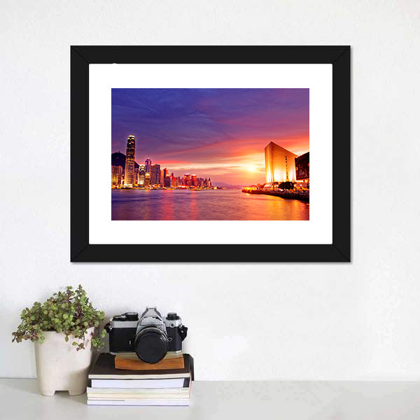 Hong Kong Cityscape at Sunset Canvas Wall Art