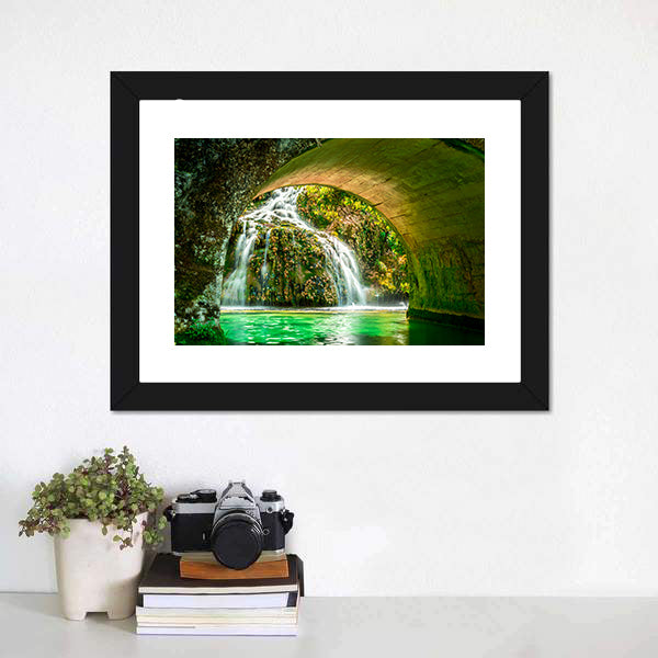 Cascade Of Orbaneja Del Castillo In Spring Canvas Wall Art-3 Horizontal-Gallery Wrap-25" x 16"-Tiaracle