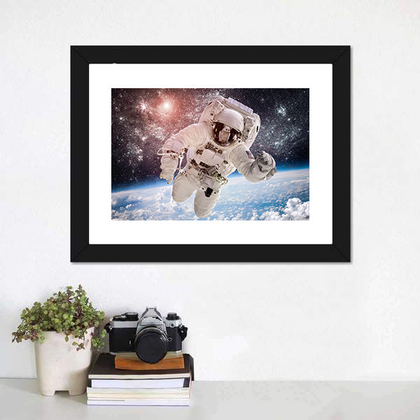 Astronaut In Space Canvas Wall Art-5 Horizontal-Gallery Wrap-22" x 12"-Tiaracle