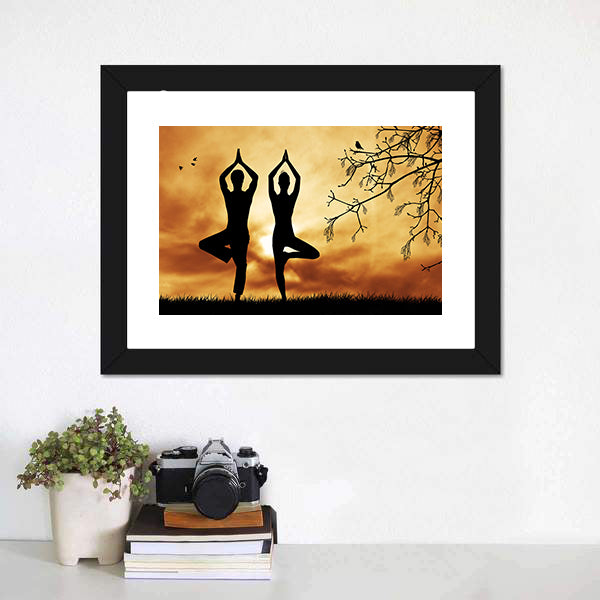 Couple Doing Yoga Canvas Wall Art-5 Horizontal-Gallery Wrap-22" x 12"-Tiaracle