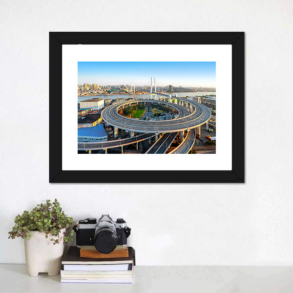 Nanpu Bridge Aerial Interchange View Canvas Wall Art