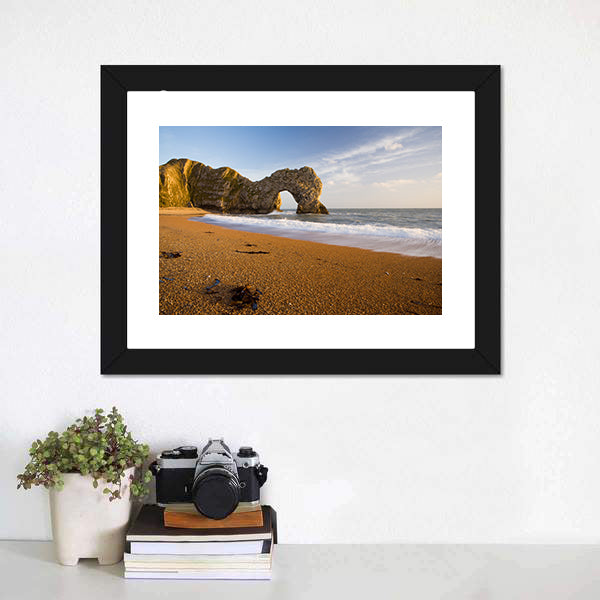 Durdle Door Natural Rock Arch In Dorset England Canvas Wall Art-5 Horizontal-Gallery Wrap-22" x 12"-Tiaracle