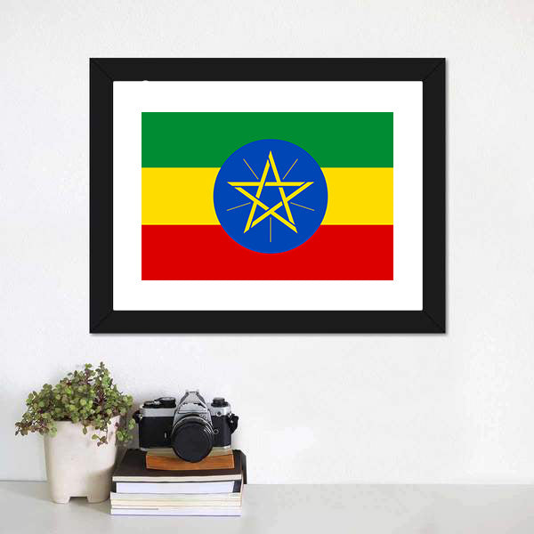 Flag Of Ethiopia Canvas Wall Art-5 Horizontal-Gallery Wrap-22" x 12"-Tiaracle