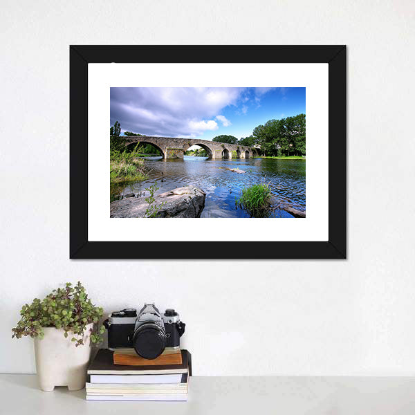 Bridge And River In Spain Canvas Wall Art-3 Horizontal-Gallery Wrap-25" x 16"-Tiaracle