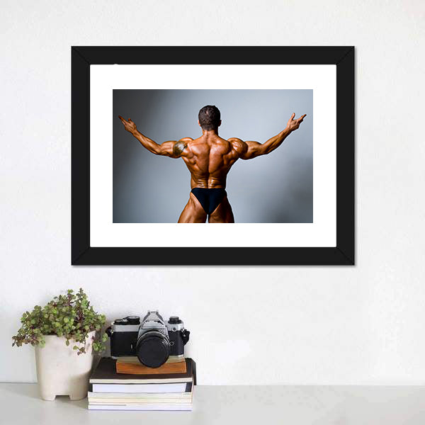 Bodybuilder Showing His Biceps Canvas Wall Art-5 Horizontal-Gallery Wrap-22" x 12"-Tiaracle