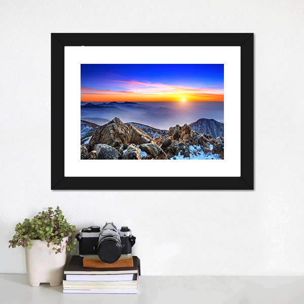 Deogyusan Sunrise Over Snow-capped Peaks Canvas Wall Art