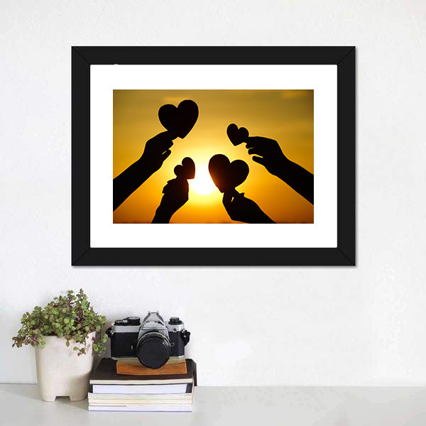 Hands Holding Hearts Canvas Wall Art-5 Horizontal-Gallery Wrap-22" x 12"-Tiaracle