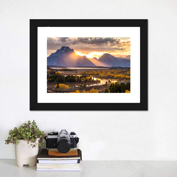 Grand Teton Sunrise Over River Valley Canvas Wall Art