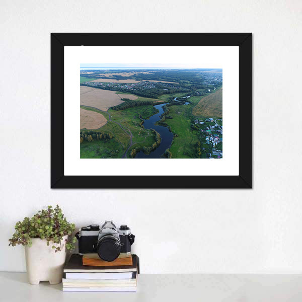 Drone View Of River Canvas Wall Art-5 Horizontal-Gallery Wrap-22" x 12"-Tiaracle
