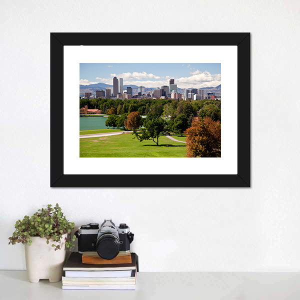 Denver Skyline Canvas Wall Art-5 Horizontal-Gallery Wrap-22" x 12"-Tiaracle